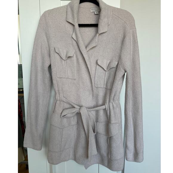 Barefoot Dreams Women's CozyChic Lite Cargo Utility Jacket in Almond, Size M,EUC - Picture 1 of 9